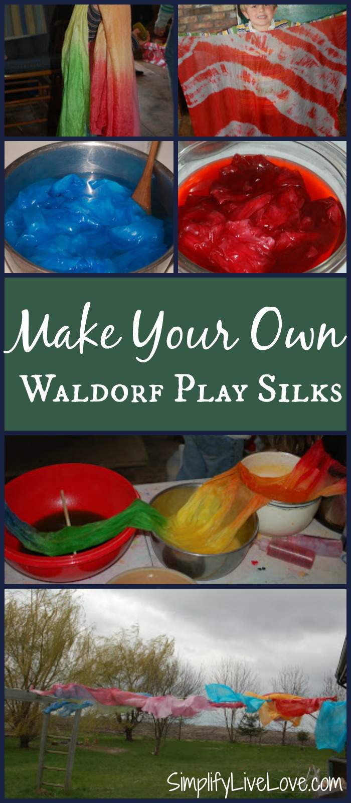 Want to learn how to dye DIY Waldorf play silks?? Follow this easy tutorial to make beautiful rainbow Waldorf play silks and save tons of money!