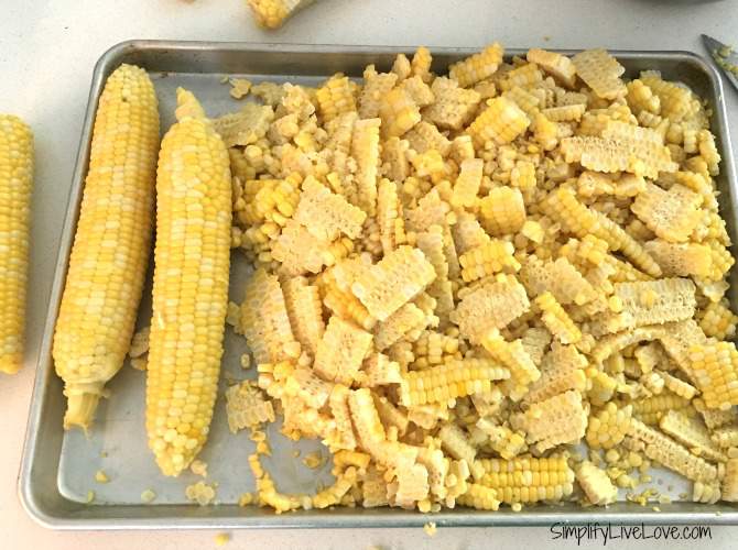 take the corn indoors to cut it off the cob