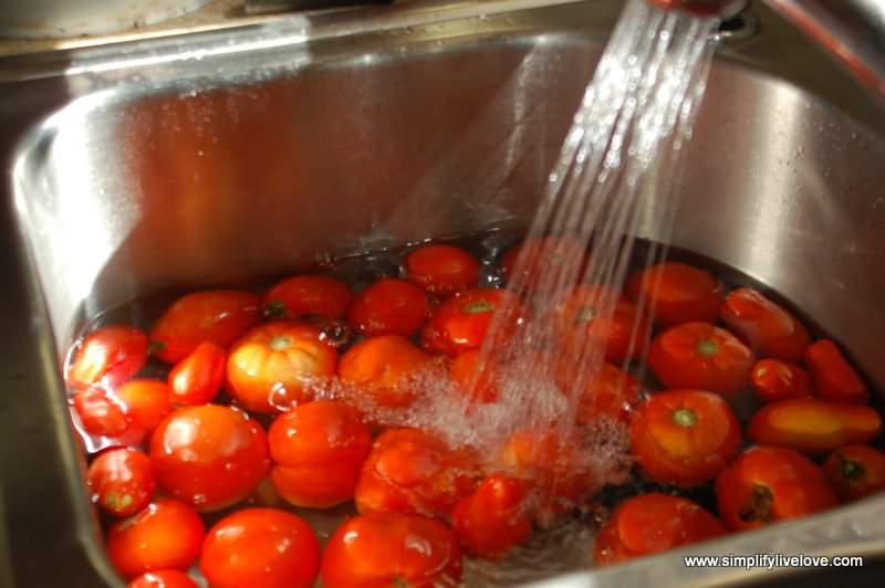 Give your tomatoes a bath! Make sure to wash and rinse the tomatoes thoroughly before cooking.