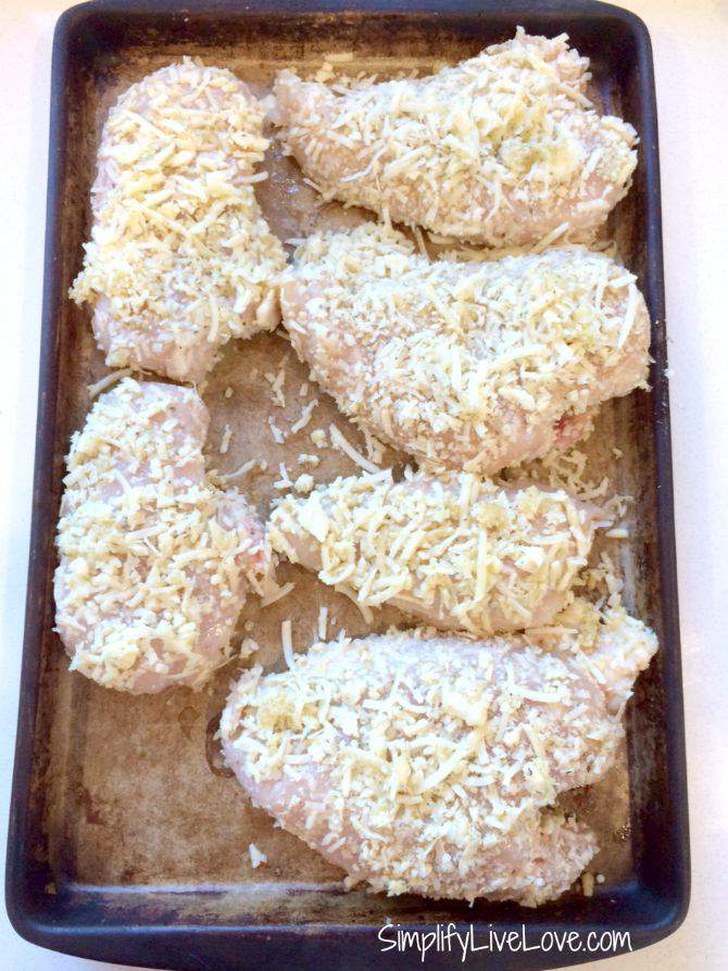 A quick and easy freezer friendly recipe for parmesan garlic chicken. Make one batch for dinner and another batch to freeze.