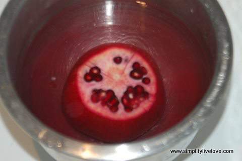 put the pomegranate in a bowl of water