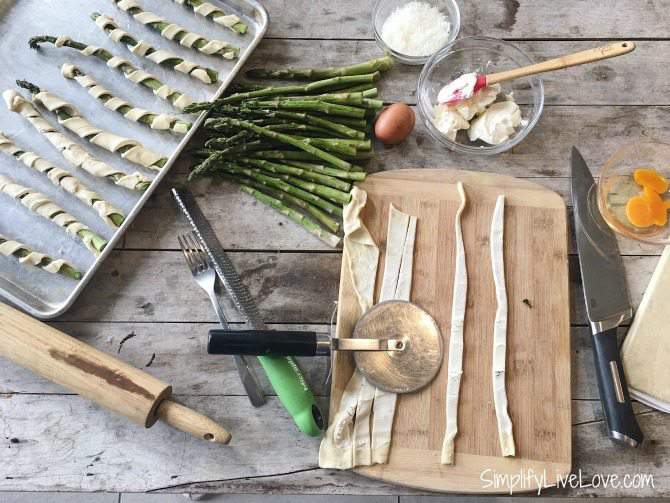 prepping the asparagus spears
