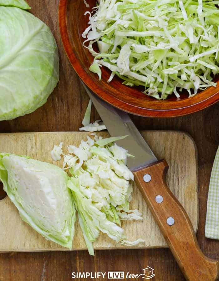 slicing cabbage