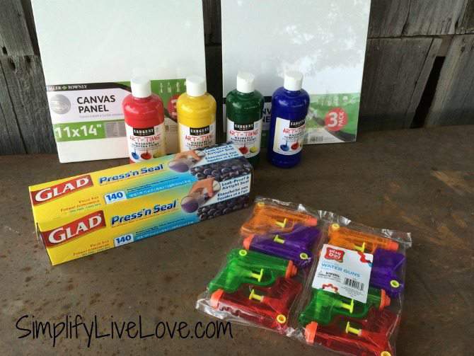 Squirt Gun Canvas Art - Fun Summer Activity for Kids #pmedia #pressnsealhacks #ad buy supplies