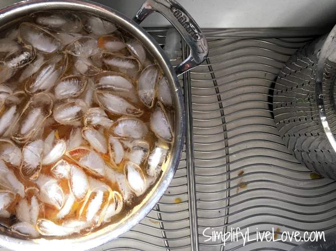 cool carrots in ice cold water