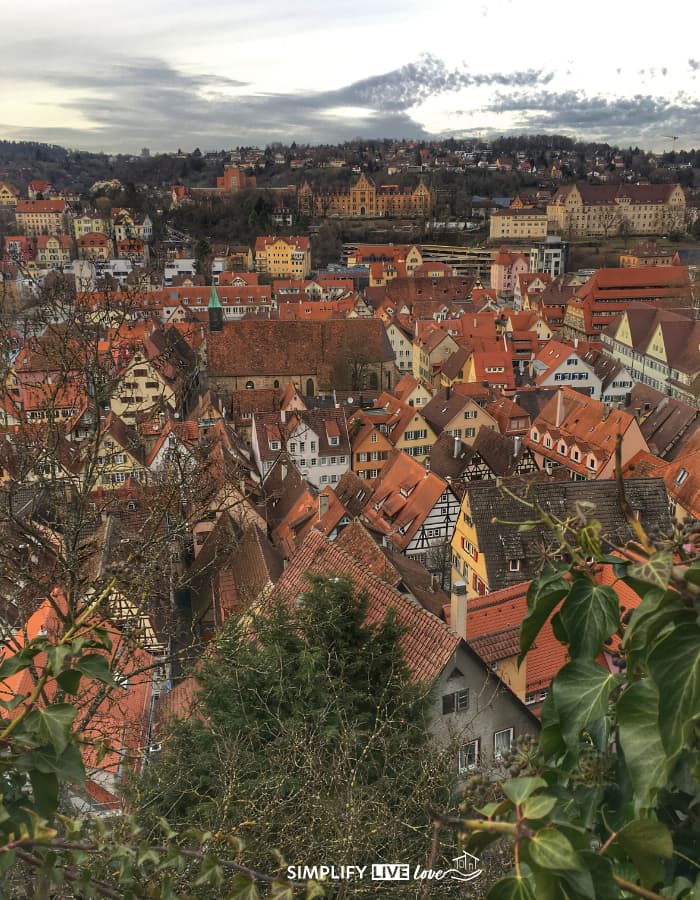 looking down at turbingen altstadt from the castle