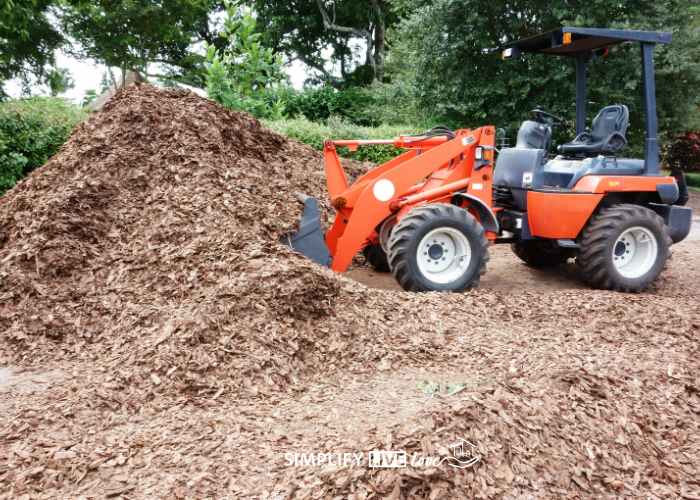 shredded bark mulch with tractor