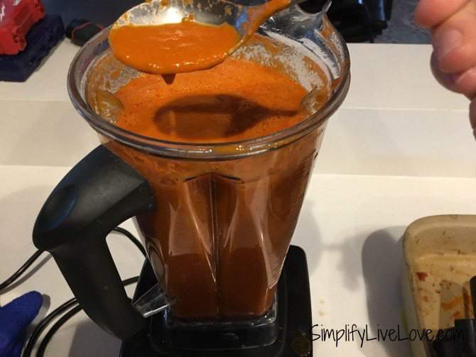 process roasted tomato sauce in the vitamix