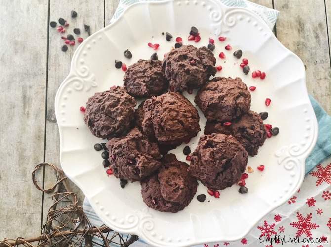 Double Chocolate Pomegranate Cookies Sweetened with Honey