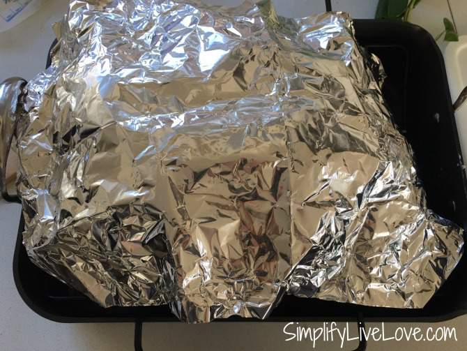 cover cooked turkey with foil and let rest for 30 minutes before carving