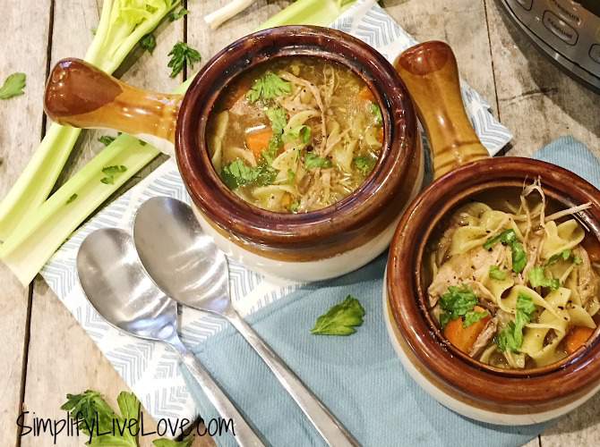 bowls of homemade chicken noodle soup