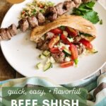 Greek Steak Kabob Pitas with Homemade Vinaigrette