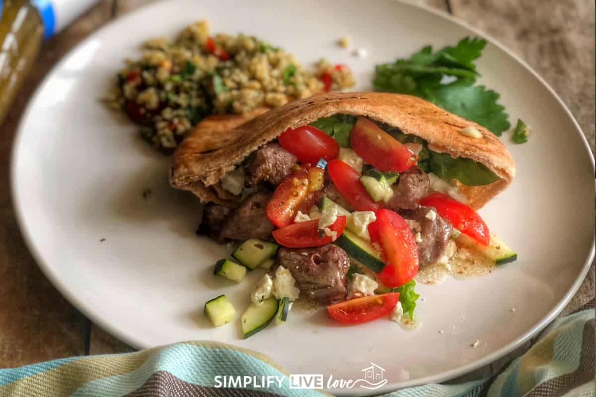 _close up of grilled pita sandwich