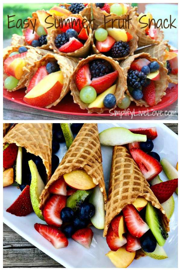 Are you looking for easy summer fruit snack ideas that your kids will LOVE? Make them Fresh Fruit Waffle Cones and check out this the other great ideas to make eating fruit fun this summer!