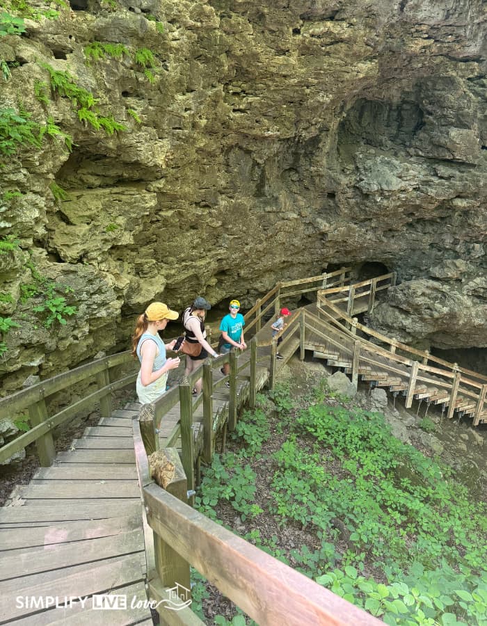 stairs outside the caves at Maquoketa State Park