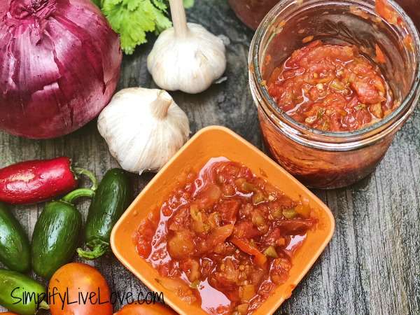 zesty homemade salsa and ingredients