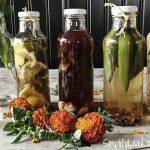 jars of homemade herbed vinegar