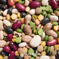 assortment of dried beans such as black beans, blackeyed peas, green split peas and kidney beans