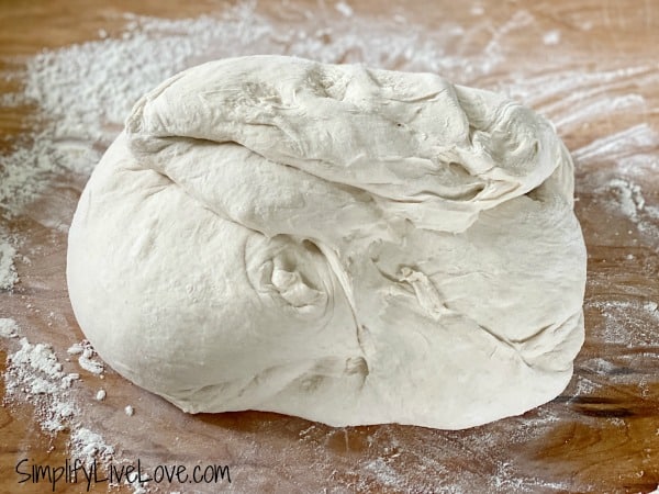 sourdough bread dough after letter folding