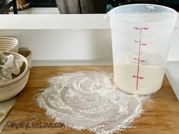 sourdough bread recipe - first rise in plastic bucket