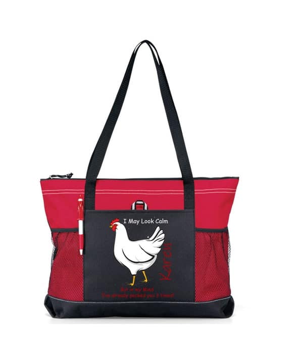 Tote Reusable Gift Cotton Canvas Bag I'd Rather Be hanging Out With My Chickens 