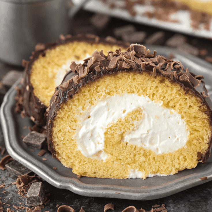 Eggnog cream filled cake roll
