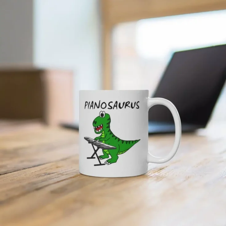 Pianosaurus coffee mug