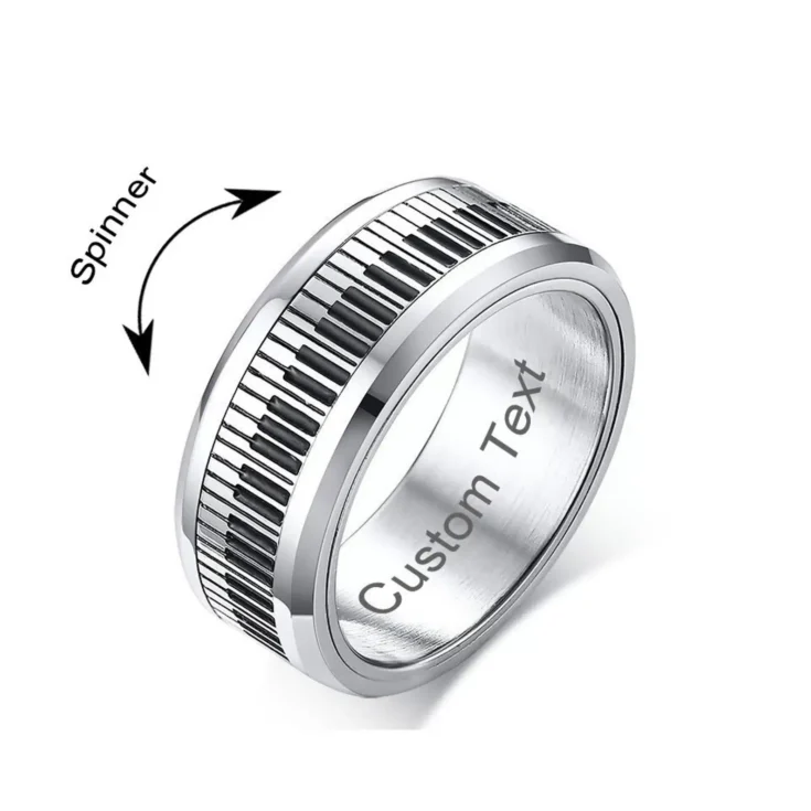 Titanium custom engraved spinner keyboard ring