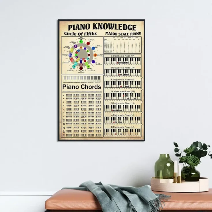 Piano knowledge art print with chords and scales