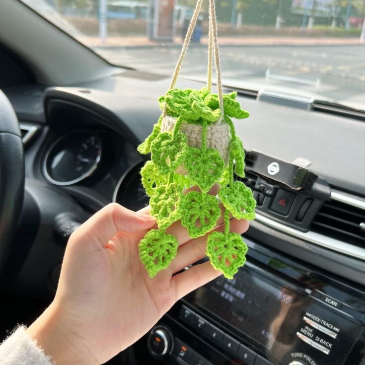 Image for Car Plant Crochet Monstera Plant Lover Decor 