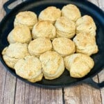 baked sourdough biscuits on cast iron pizza pan