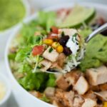 spoon full of delicious burrito bowl