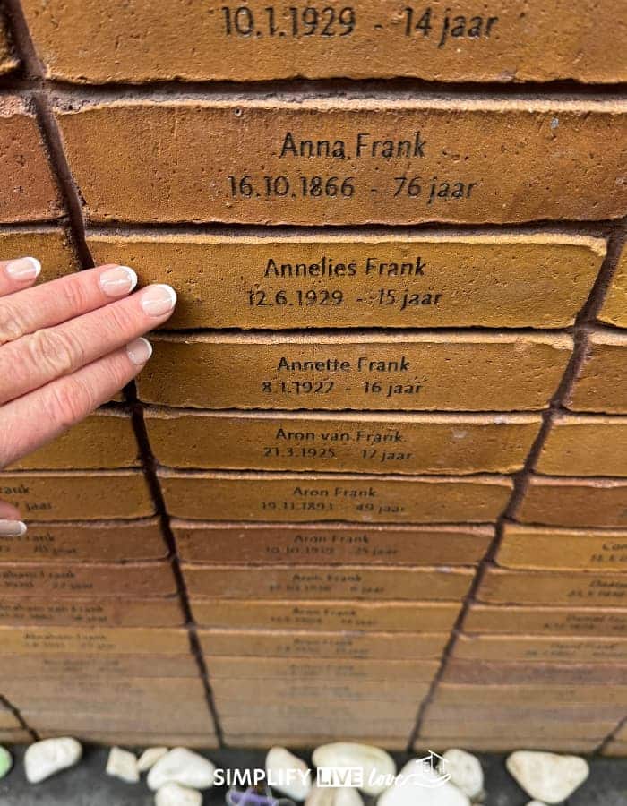 Anne Frank's name at the National Holocaust Memorial of Names Amsterdam