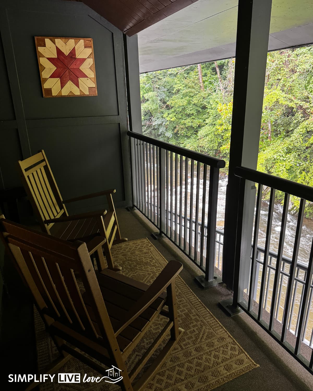 our balcony at Rocky Waters Motor Inn gatlinburg
